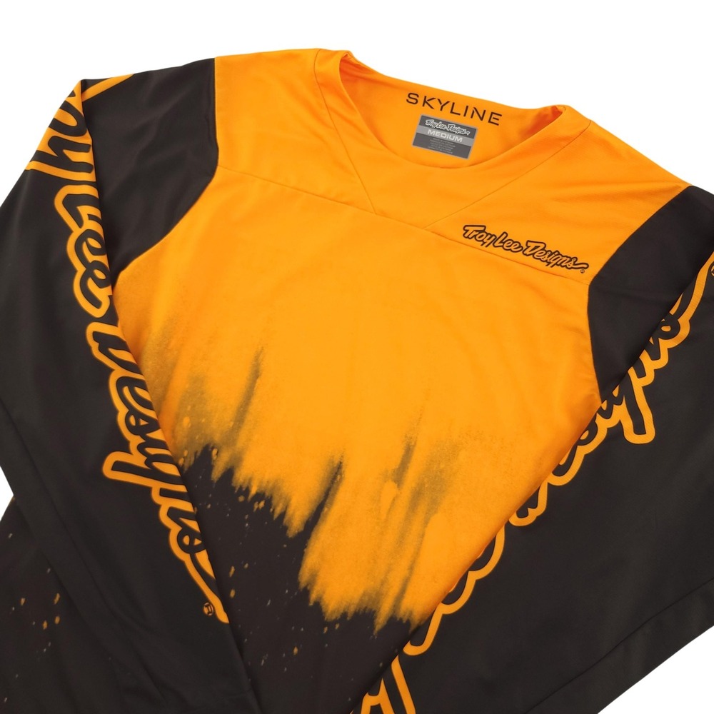 Troy Lee Designs Skyline Cycling Jersey Mens Medium Orange Black Pop Wheelies